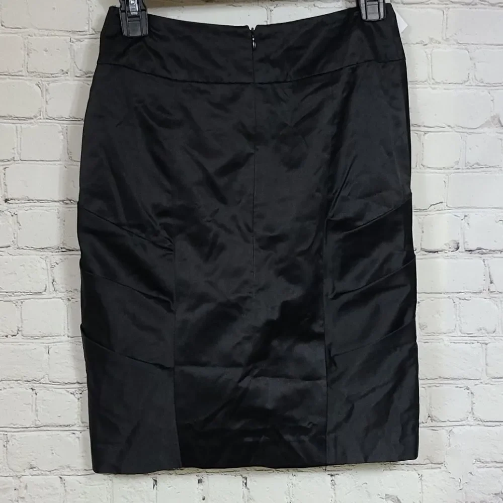 Miss Me Couture Black Satin Mini Skirt Small Ruffle Ruched Pencil Party Glam